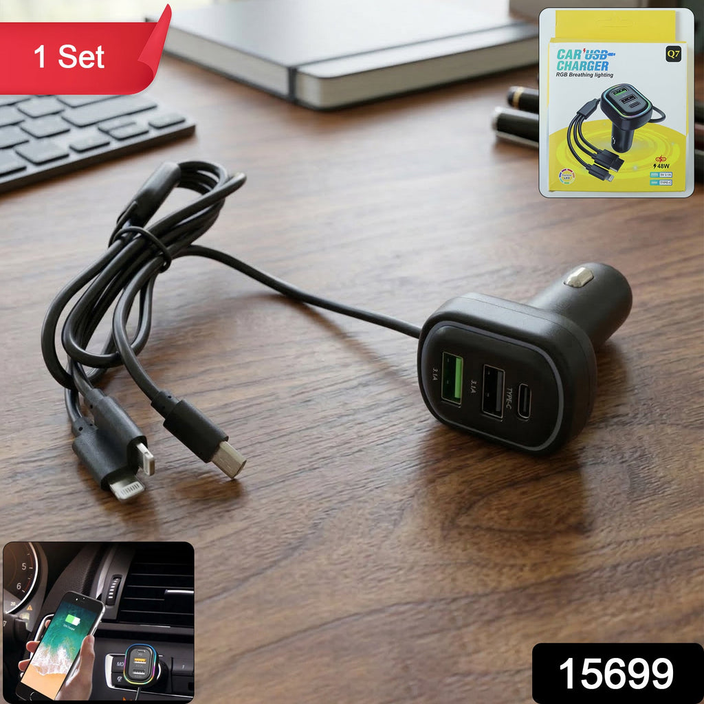 ALVENZA RGB Breathing Light Car USB Charger – Multi Port Fast Charging