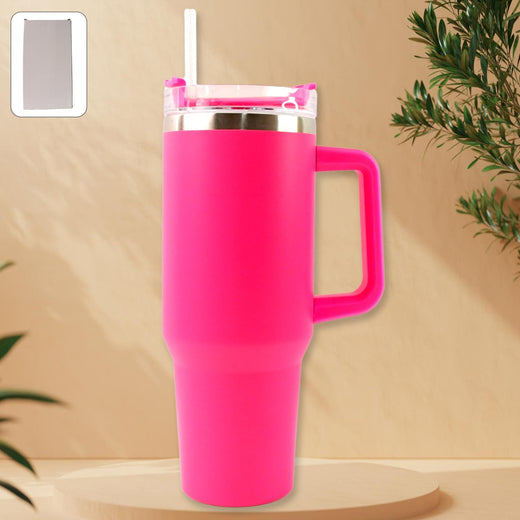 ALVENZA Insulated Travel Mug – Large 1200ML Pink Flask with Handle