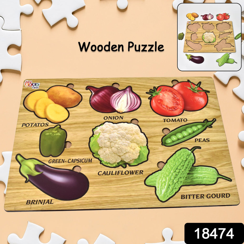 Wooden Vegetable Puzzle Educational Toy for Toddlers | Inventive Play - Side View