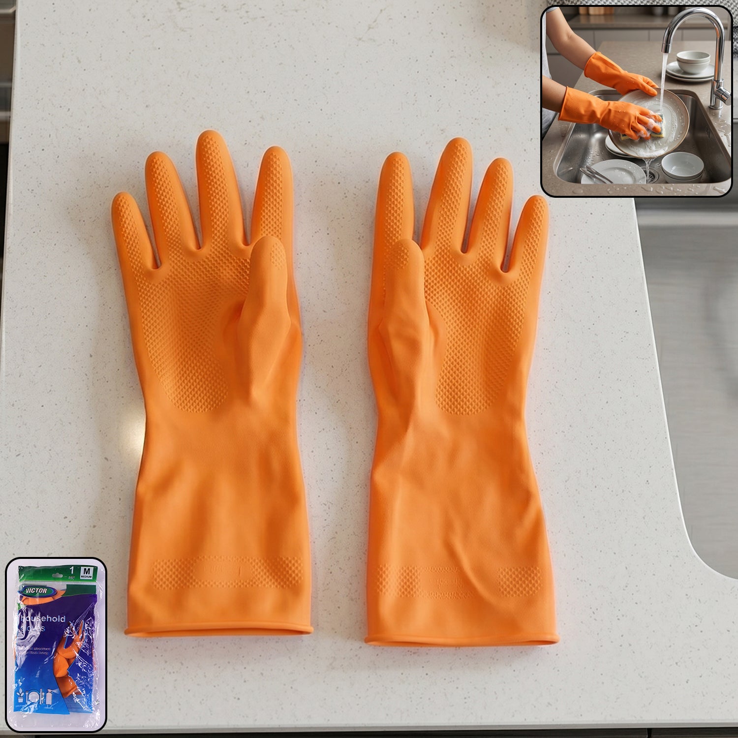 Waterproof Rubber Gloves Reusable Kitchen & Household Protection