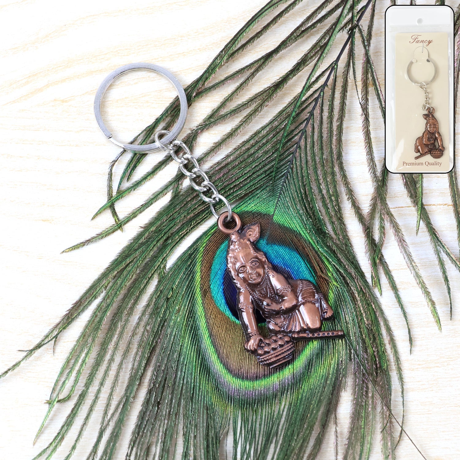 ALVENZA Bal Krishna Keychain – Durable Metal Devotional Accessory