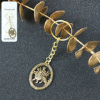 ALVENZA Maa Durga Golden Oval Frame Keychain – Spiritual Protection