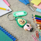 ALVENZA Avocado Character Keychain – Cute Cartoon Design with Name Tag
