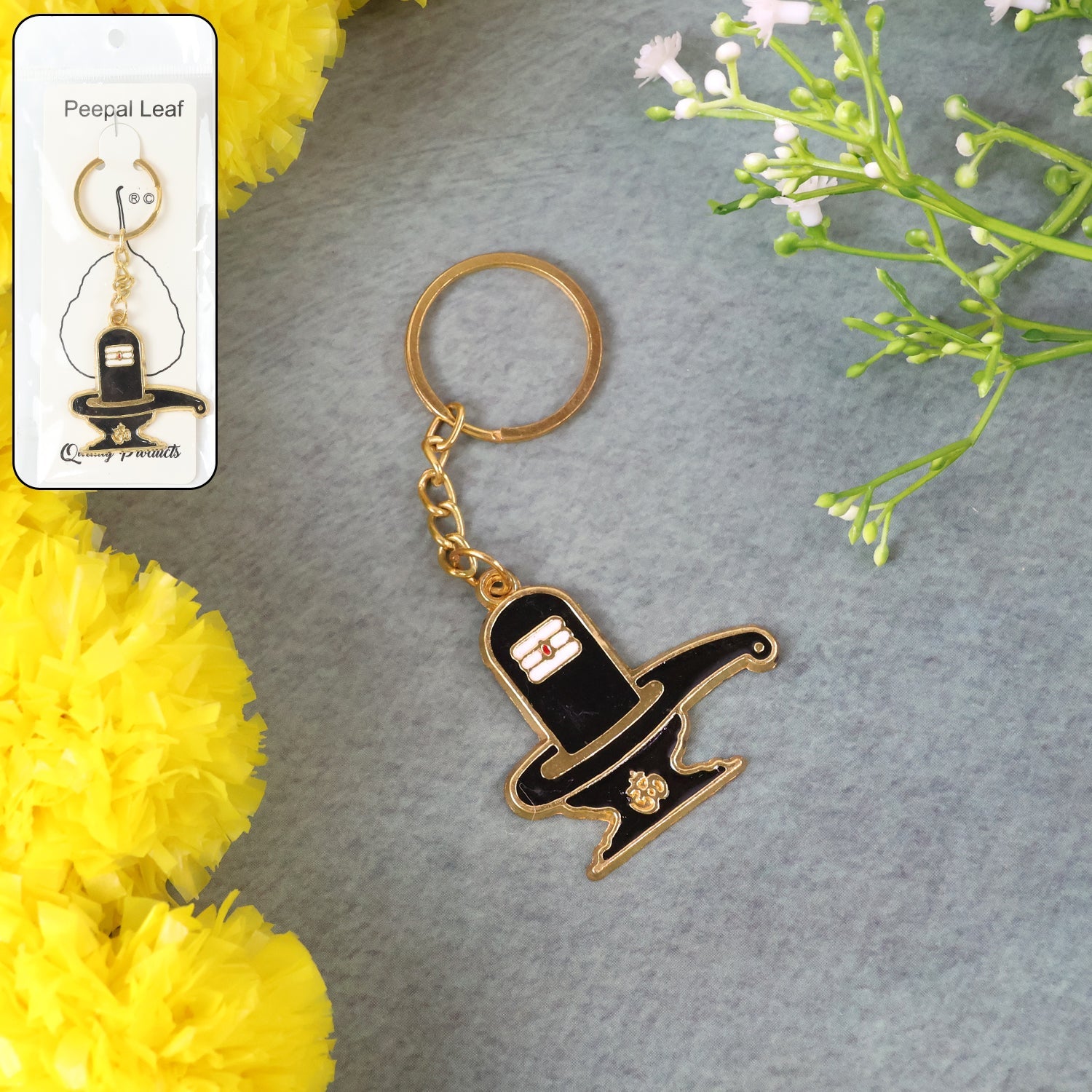 ALVENZA Shivling Trishul Metal Keychain Set – 5 Pc Durable Spiritual Keyrings