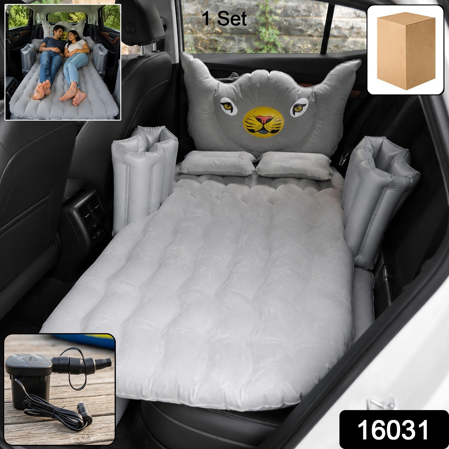 ALVENZA Car Air Mattress Bed Set – Portable, Quick-Inflate Travel Bed, Car Sofa