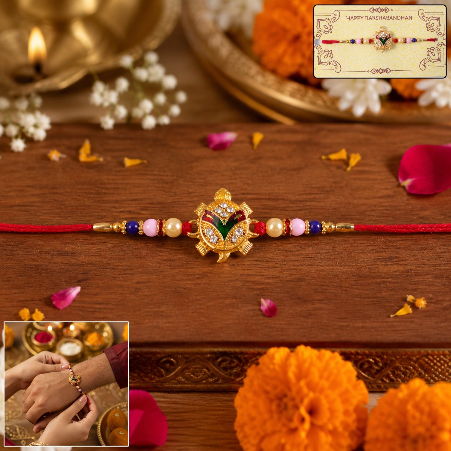 ALVENZA Traditional Tortoise Charm Rakhi - Lucky & Protective Symbol