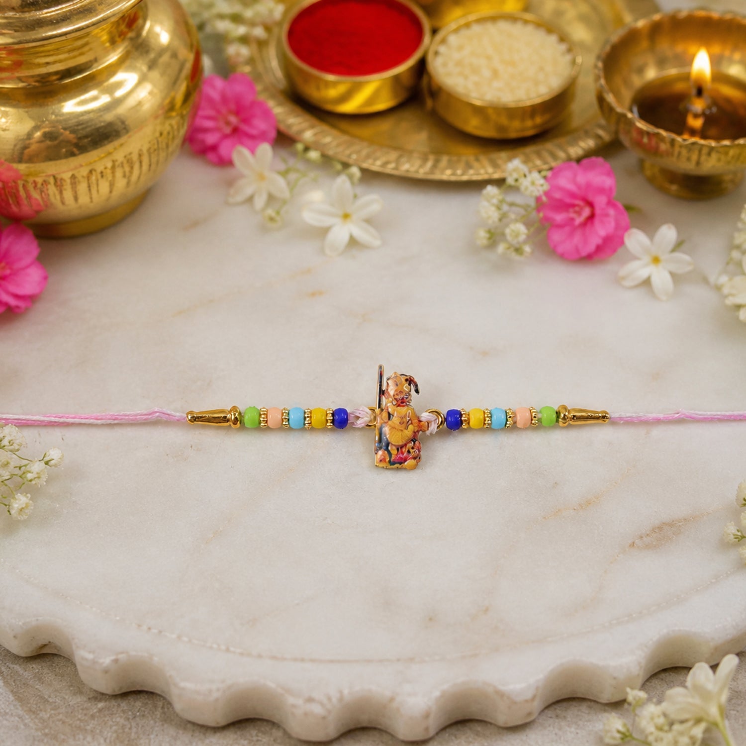 ALVENZA Hanuman Ji Rakhi – Colorful Beads with Soft Thread for Bhaiya