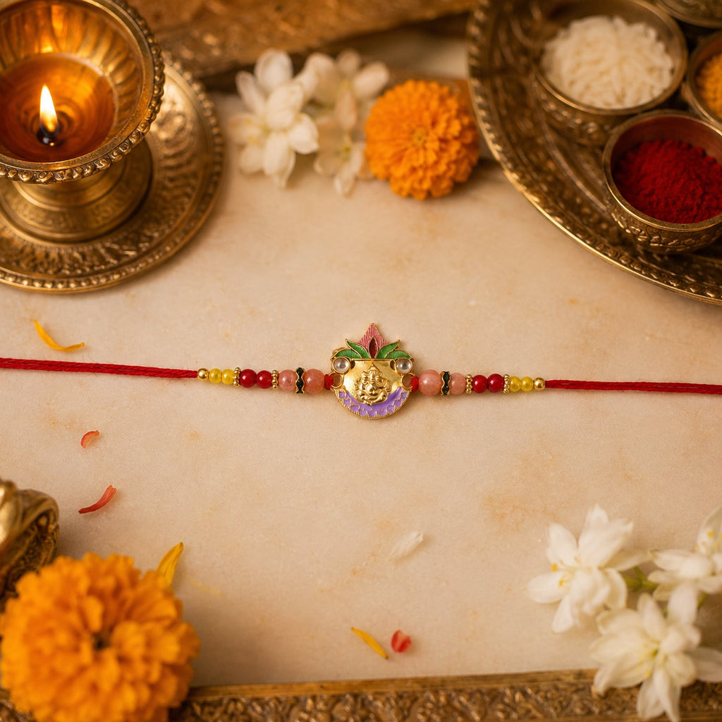 ALVENZA Ganesh Beaded Rakhi – Traditional & Beautiful Brother Gift