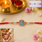 ALVENZA Colorful Rakhi with Beads & Religious Symbol – Traditional Festive Accessory