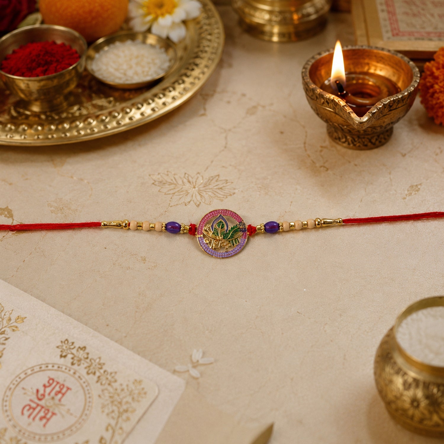 ALVENZA Radha Krishna Beads Rakhi – Colorful & Handcrafted for Raksha Bandhan