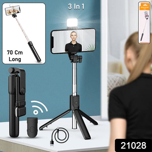 ALVENZA Wired Selfie Stick – 70cm Extendable Handle Tripod Stand