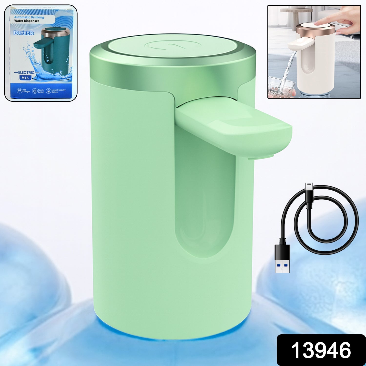 Automatic Water Dispenser USB Rechargeable for 20L - Side View