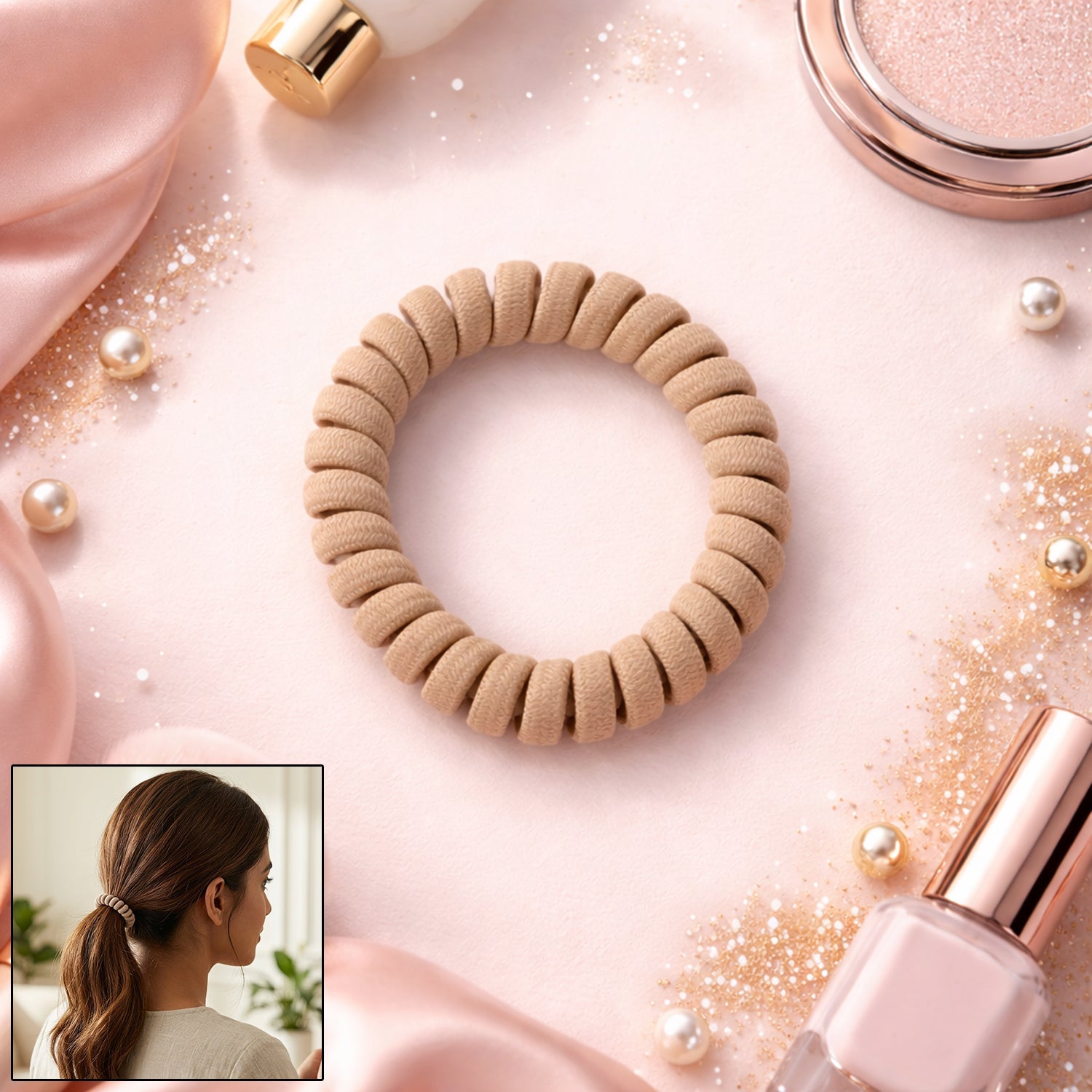 Soft Stretchable Spiral Coil Hair Band No Crease & Gentle Hold