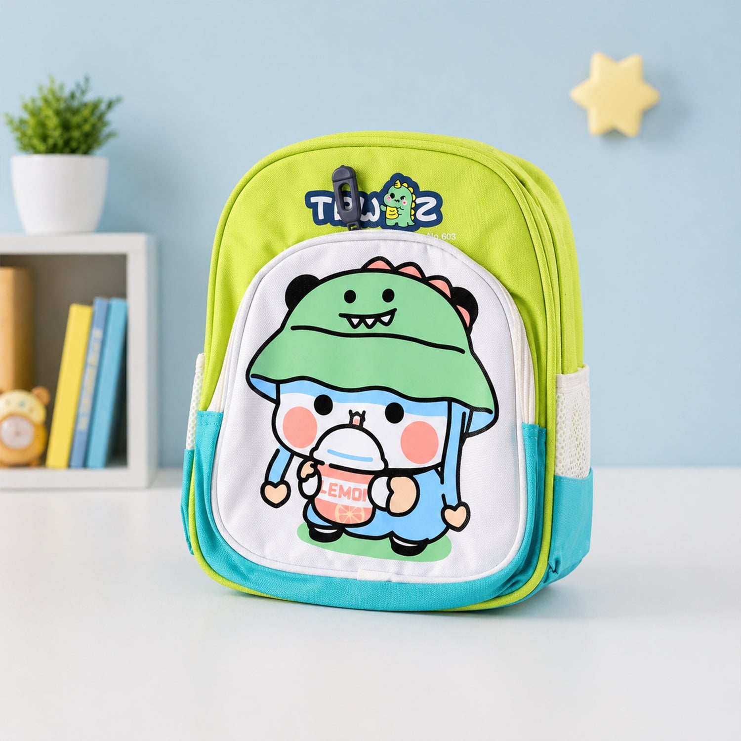 Kids Sling Backpack Lightweight Cartoon Design for Daily Use - Front View