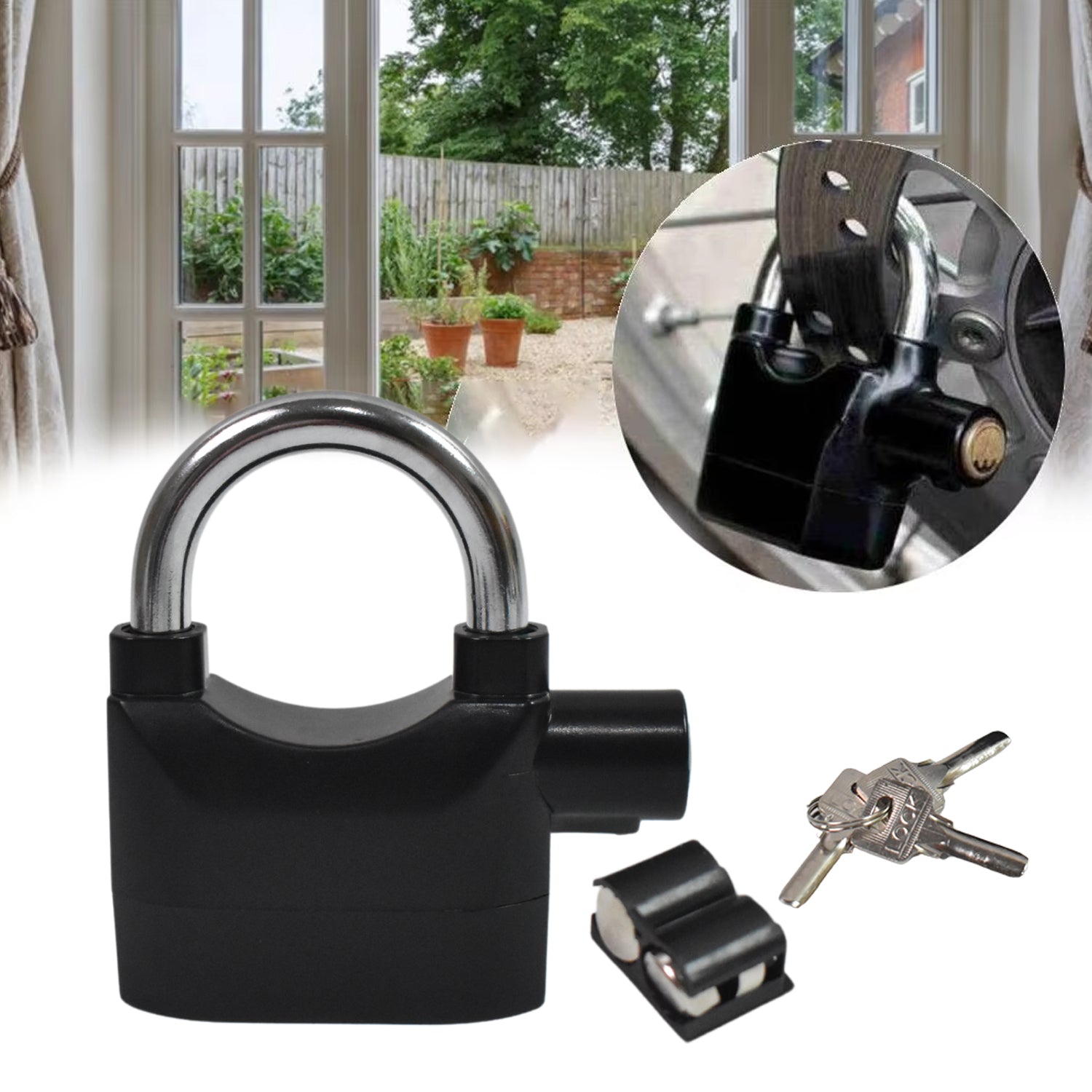 Siren Alarm Lock Waterproof Anti-Theft Padlock | VelvaBloom - Front View