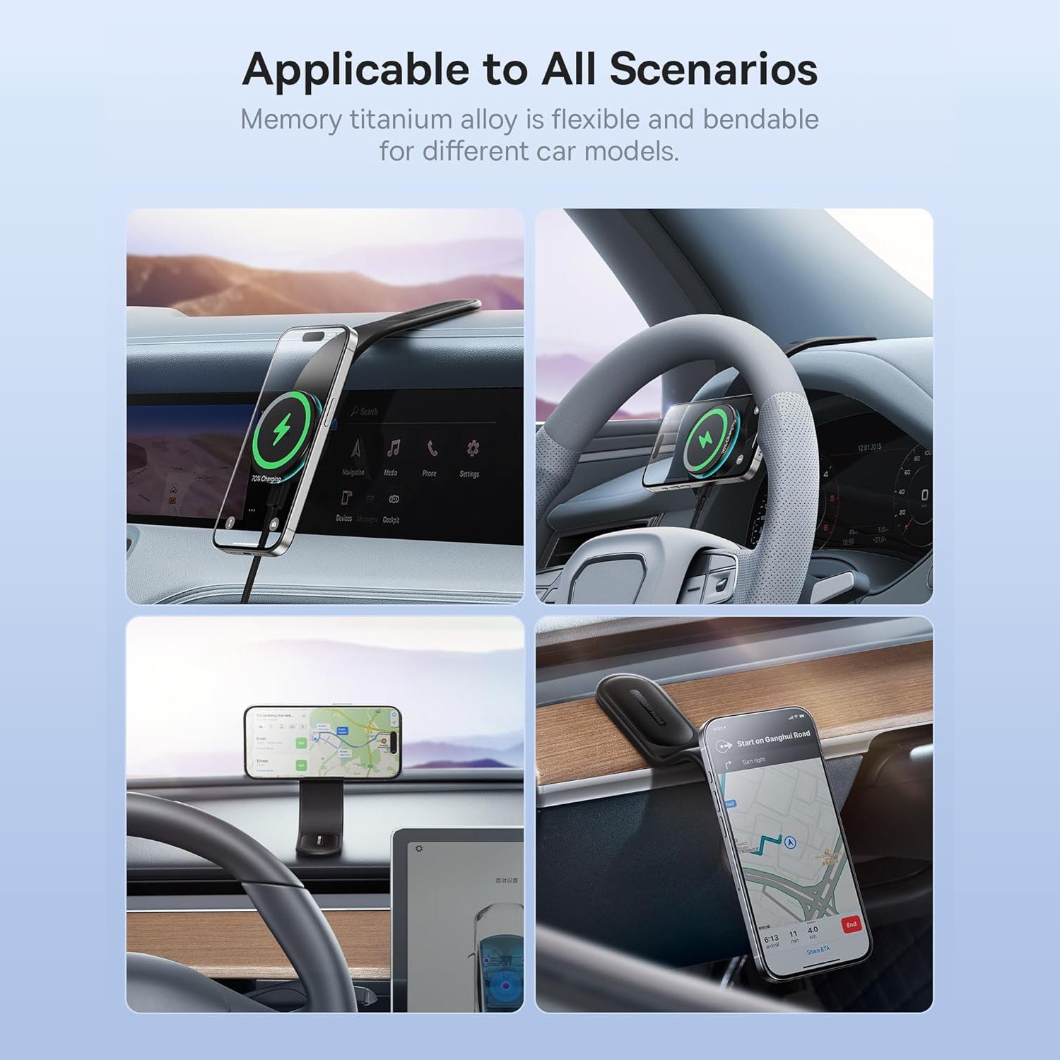 ALVENZA Wireless Car Charger – 15W Fast Charging & Secure Mount
