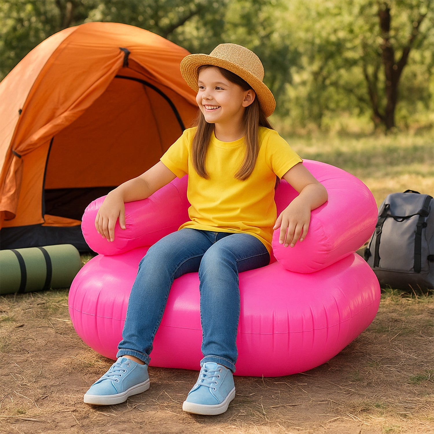 Inflatable Kids Sofa Chair Portable & Durable Seating | Trekola - Side View