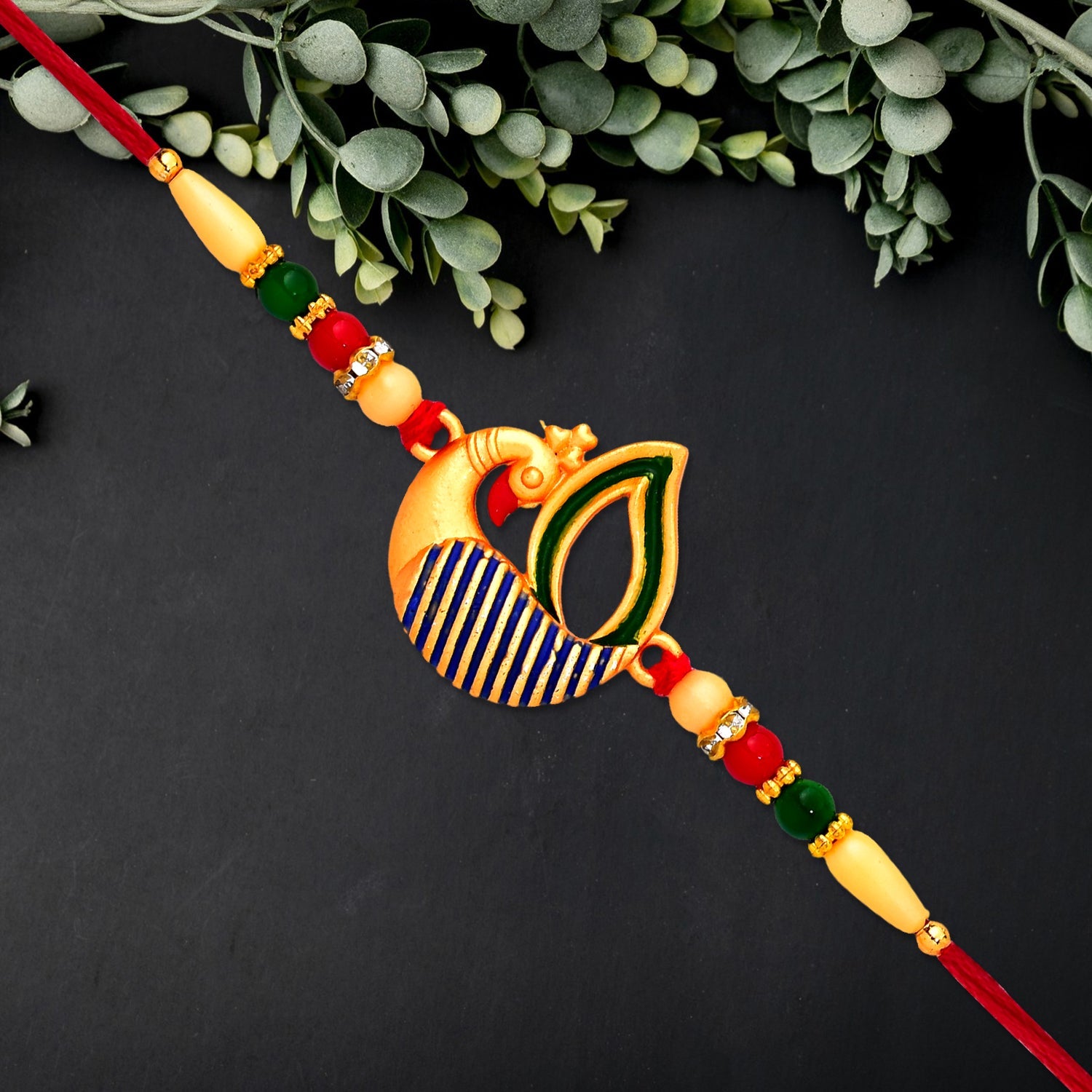 ALVENZA Peacock Feather Rakhi - Handcrafted Elegant Raksha Bandhan Thread