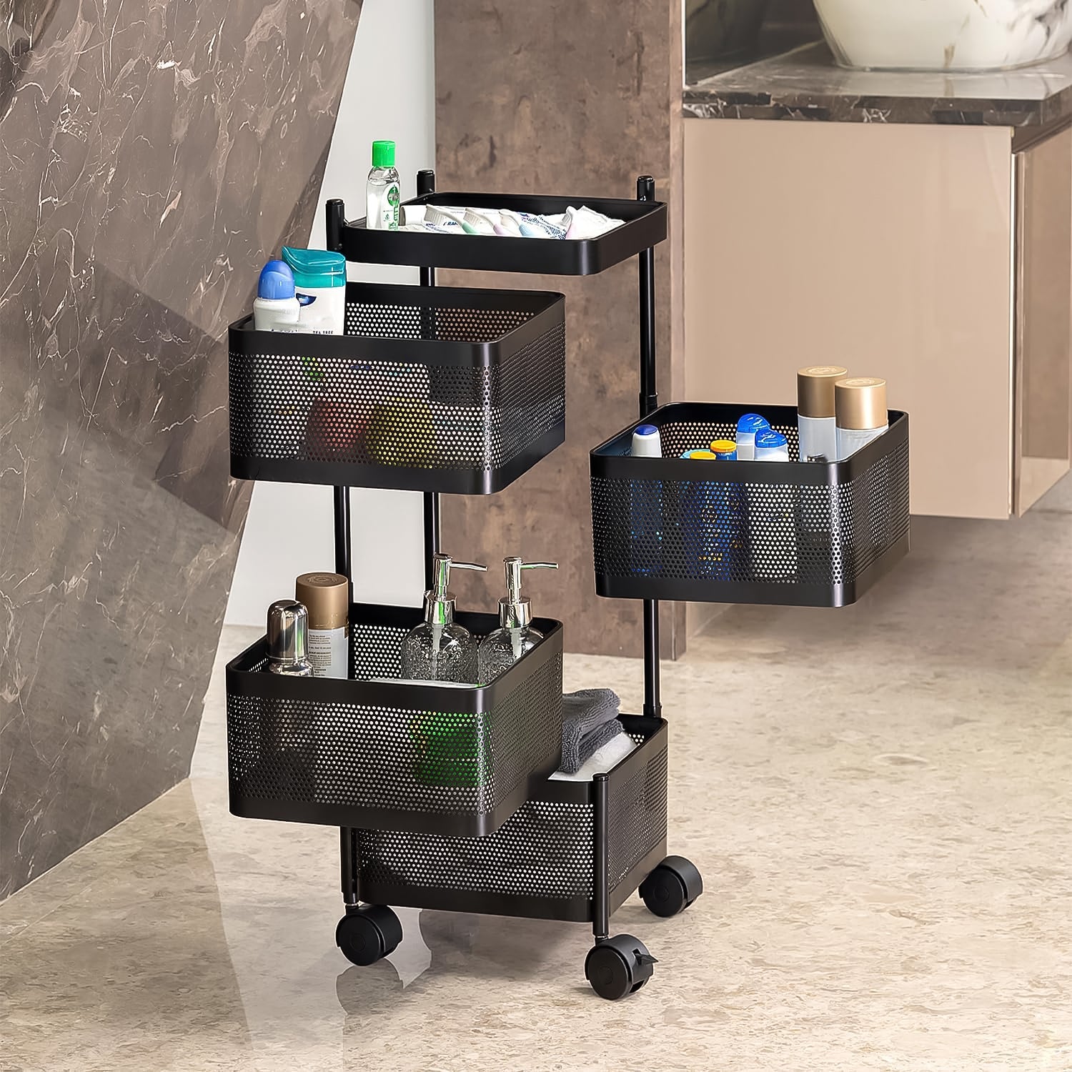 ALVENZA Metal Kitchen Trolley – 4 Layer Durable Storage Rack | Tidy Table