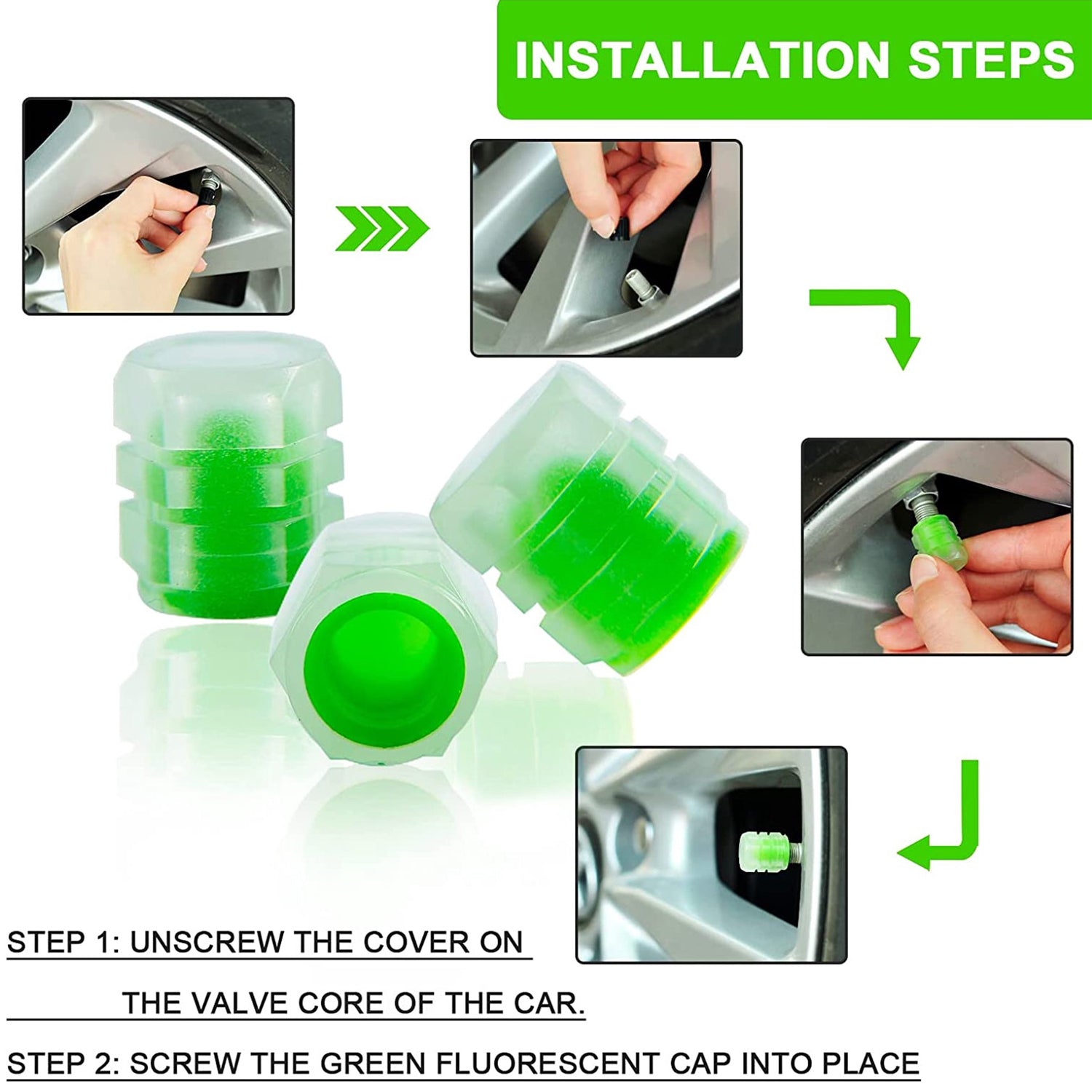 ALVENZA Luminous Tyre Valve Caps – Glow-in-Dark, Universal Fit | RaceVault