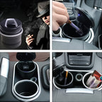 ALVENZA Car Ashtray with Lid & Blue LED Light – Portable Smokeless Design