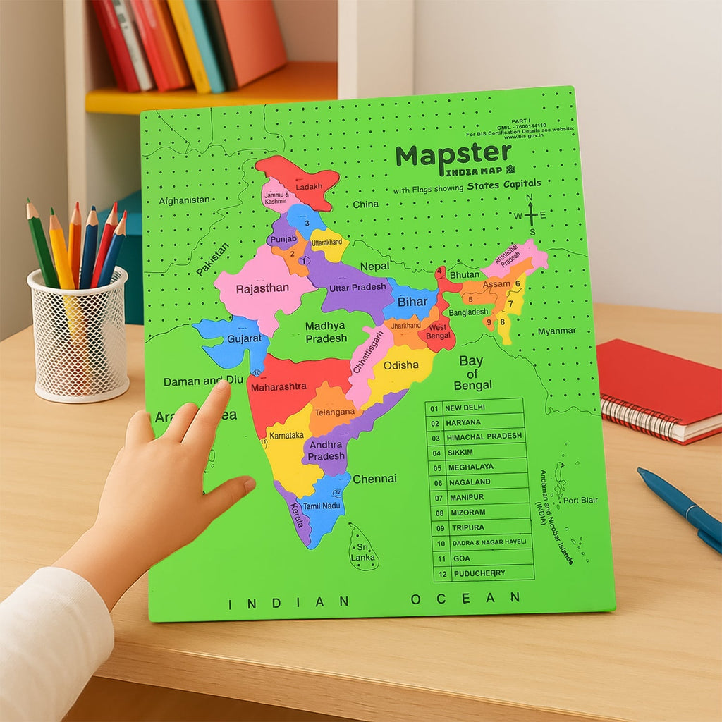 ALVENZA India Map Puzzle – Educational EVA Foam Game for Kids