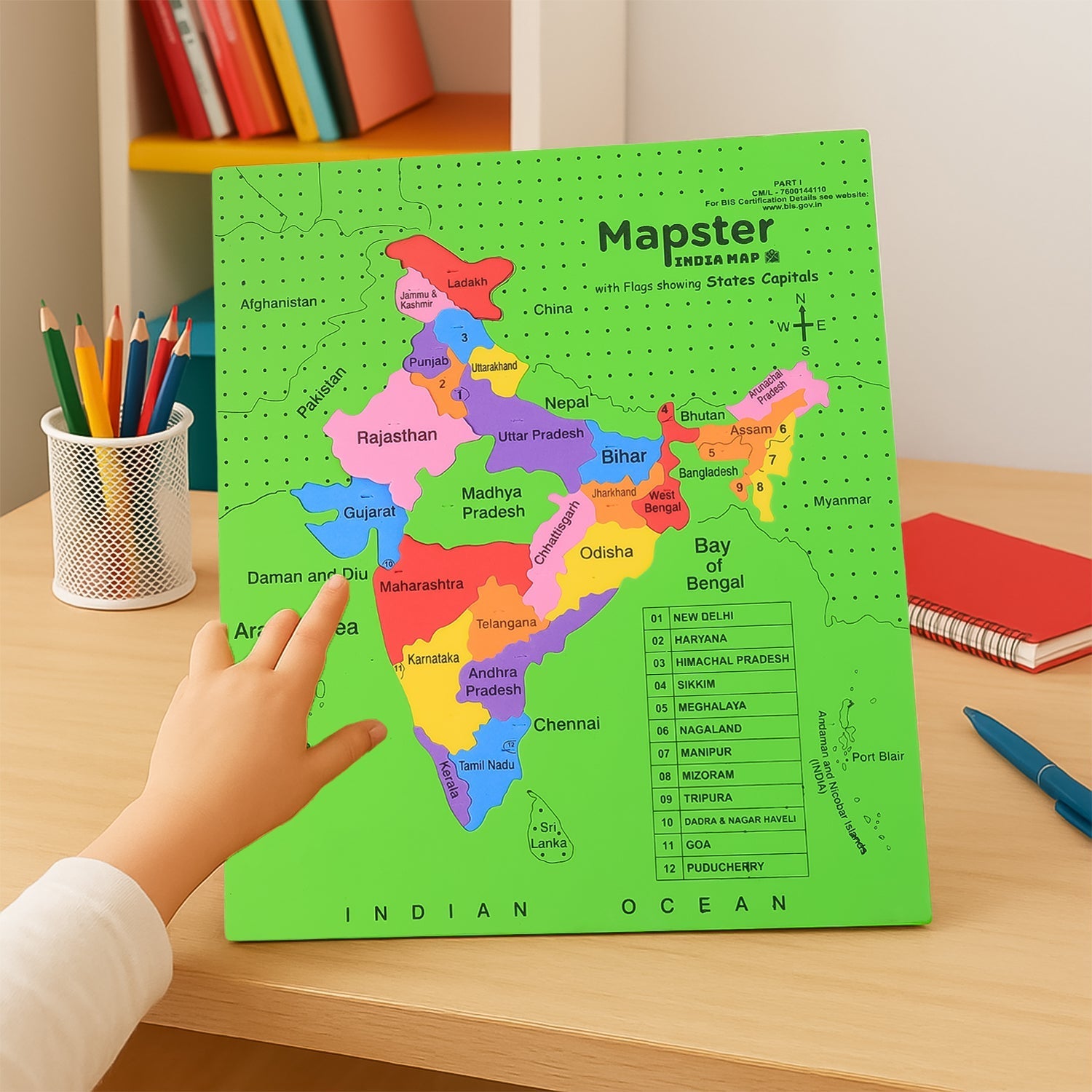 ALVENZA India Map Puzzle – Educational EVA Foam Game for Kids