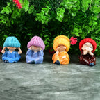 ALVENZA Resin Monk Buddha Showpiece Set of 4 – Spiritual Home Decor