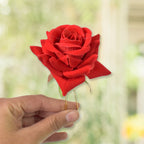 Red Rose Hair Clip 12 Pc Bridal Flower Pins for Women | Calm & Curl - Front View