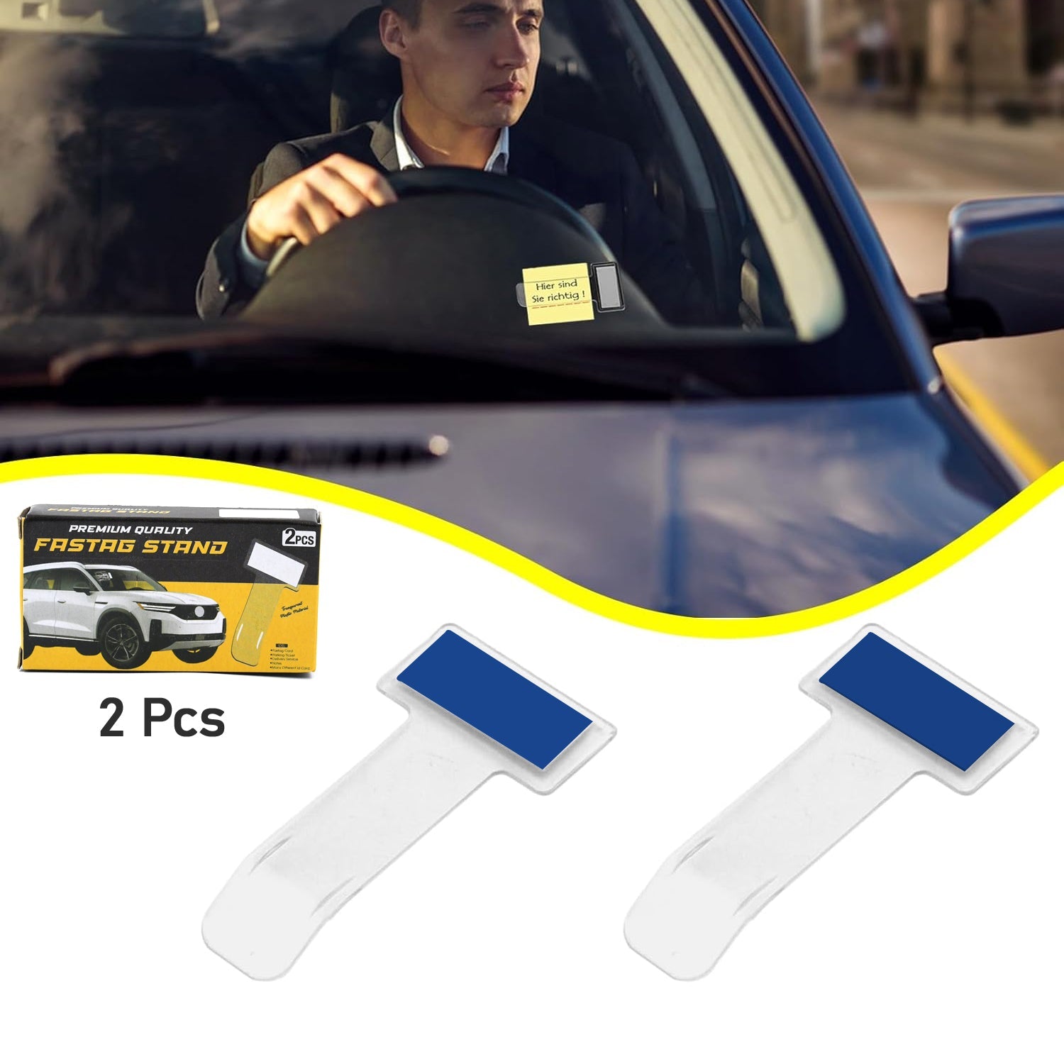 ALVENZA Fastag Holder for Car – Transparent Windscreen Card Stand (2 Pack) | Velvet Wheels