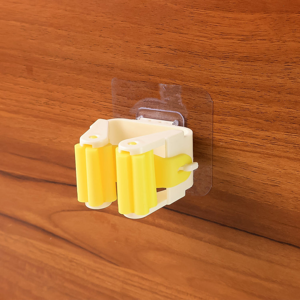 Self-Adhesive Mop Holder Wall Mount Broom Organizer | Storenzo - Front View