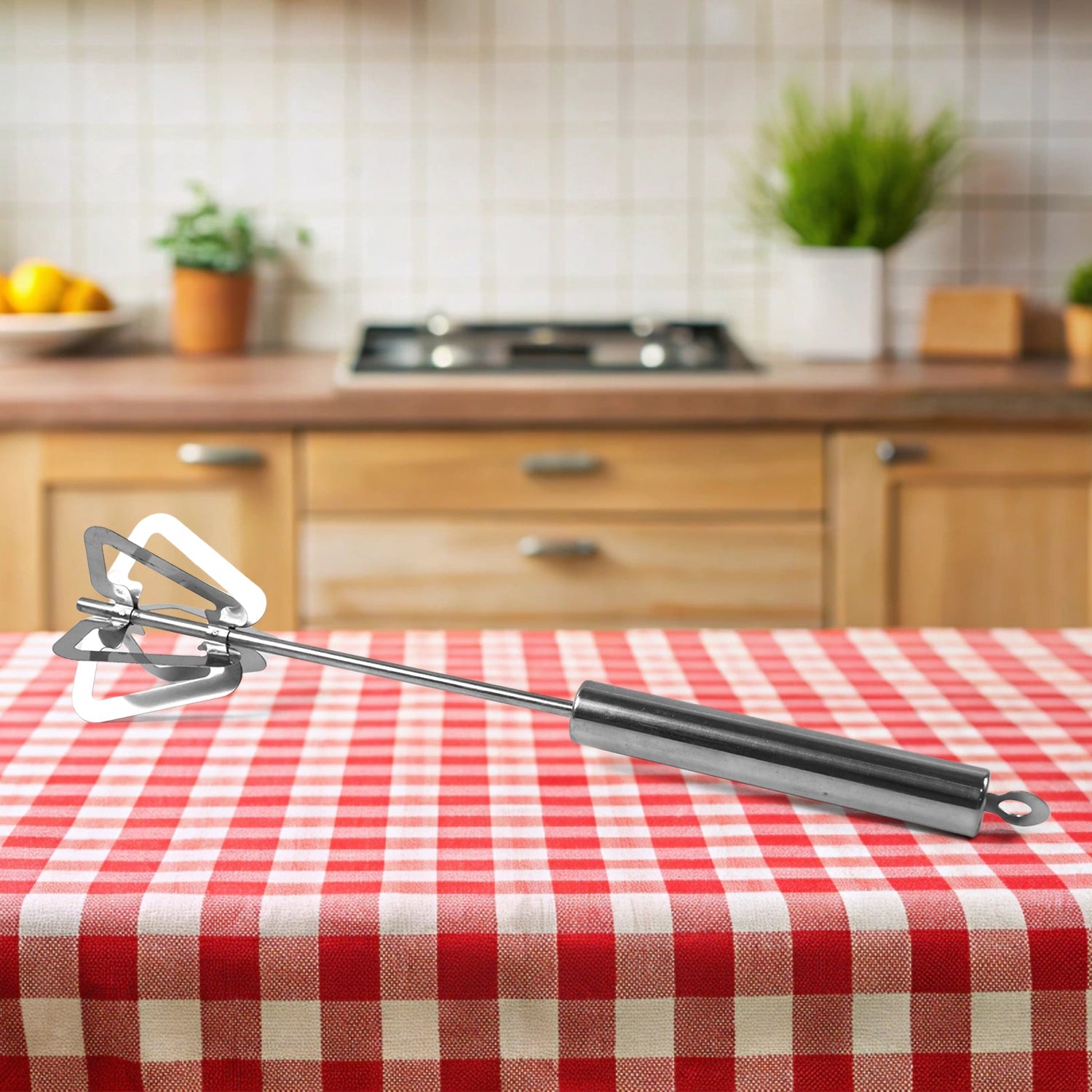 Hand Push Mixer Stainless Steel Egg Whisk & Blender | Konvex - Back View