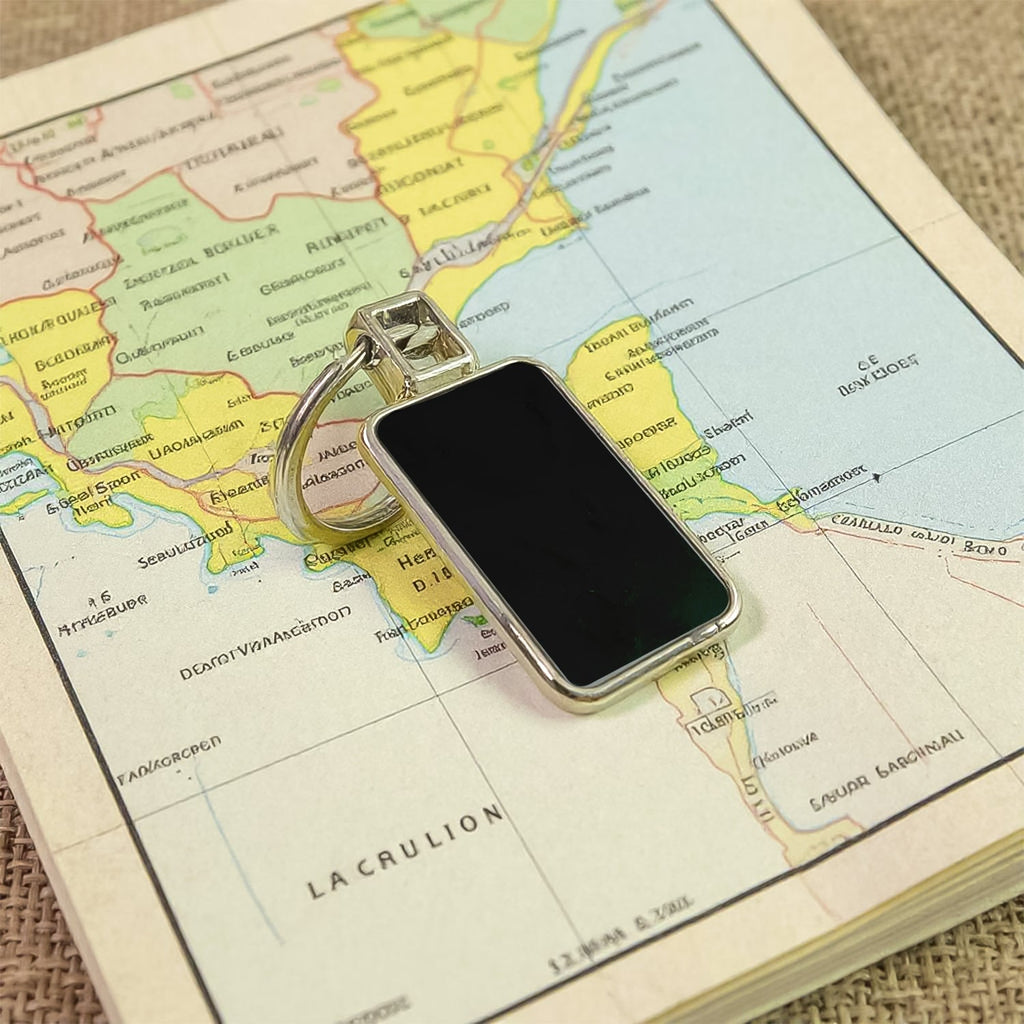 ALVENZA Rectangular Metal Keychain – Premium Black & Silver Design