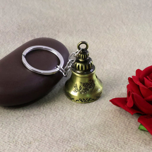 ALVENZA Temple Bell Keychain – Spiritual Metal Charm for Keys and Bags