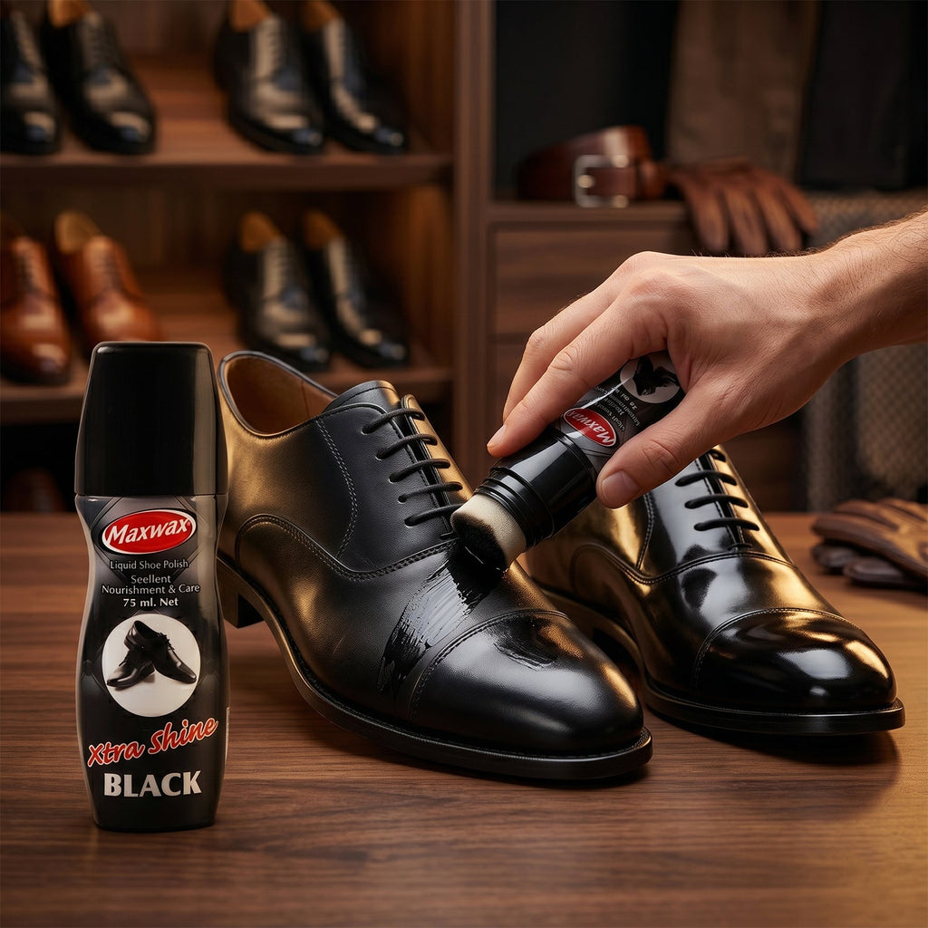 Liquid Shoe Polish Easy Application & Instant Shine for Leather Shoes - Front View
