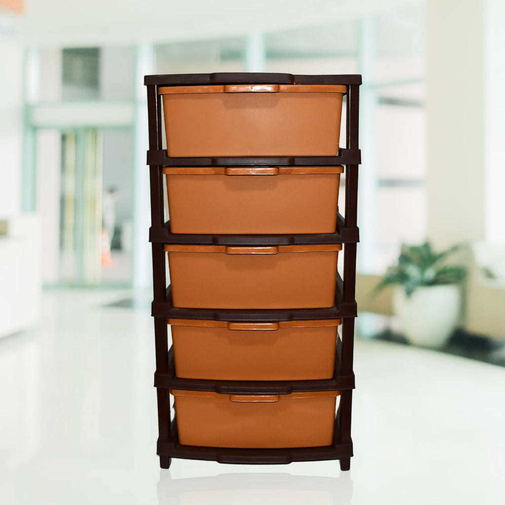 ALVENZA Plastic Home Storage Organizer – 5-Layer Large Modular Drawer
