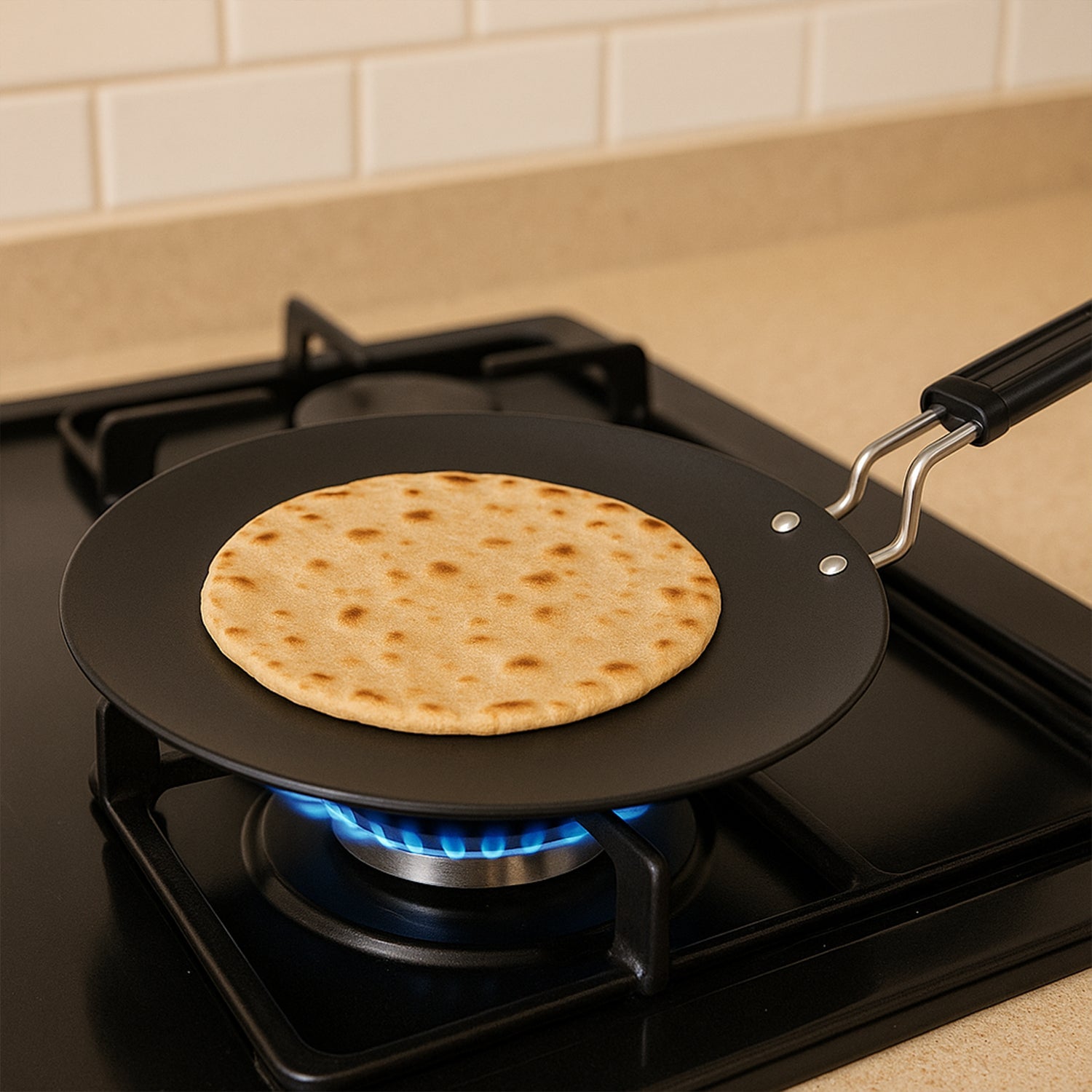 ALVENZA Non-Stick Flat Roti Tawa – Durable 9-Inch Iron Cookware
