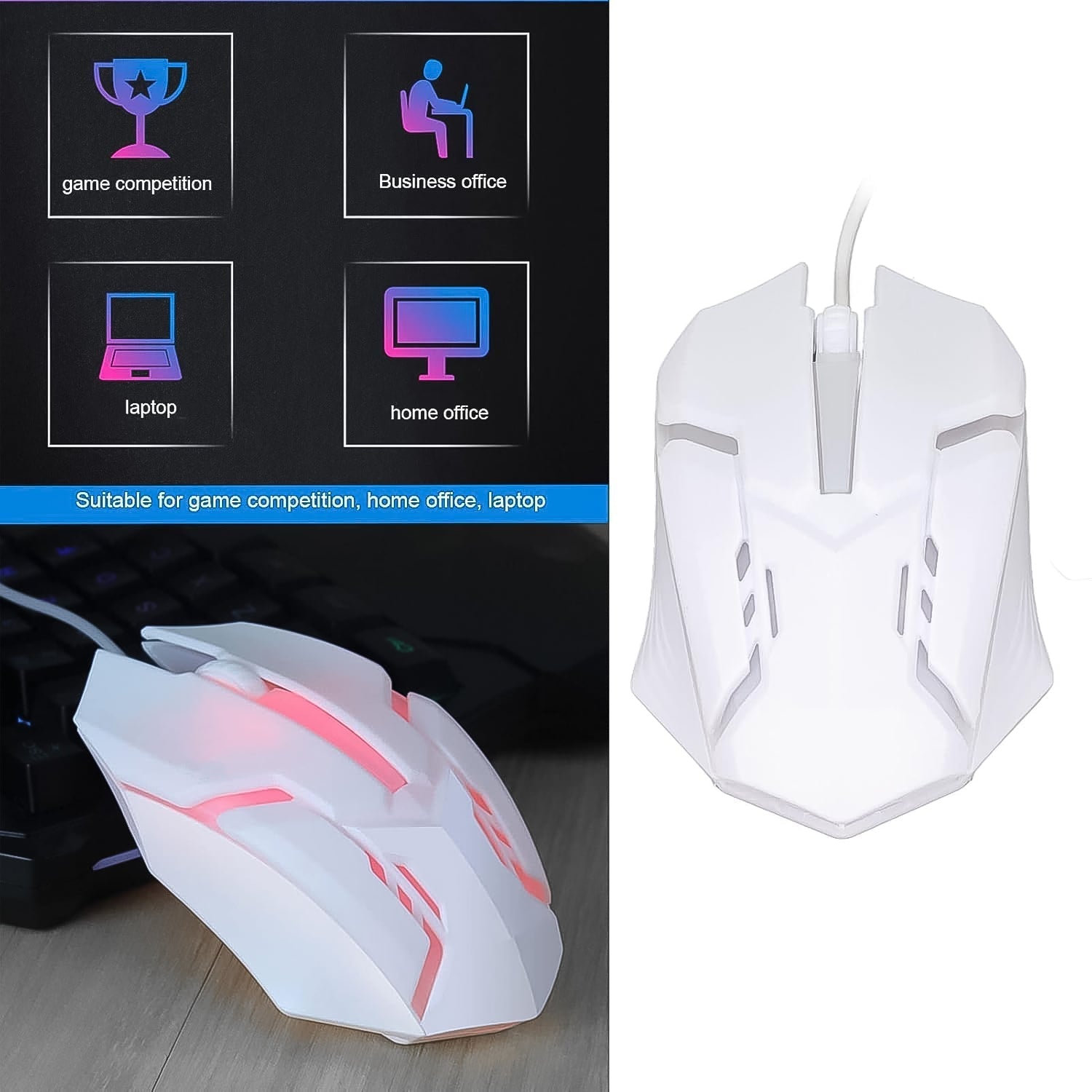 Wired Gaming Mouse Ergonomic RGB Lighting for Gamers - Front View