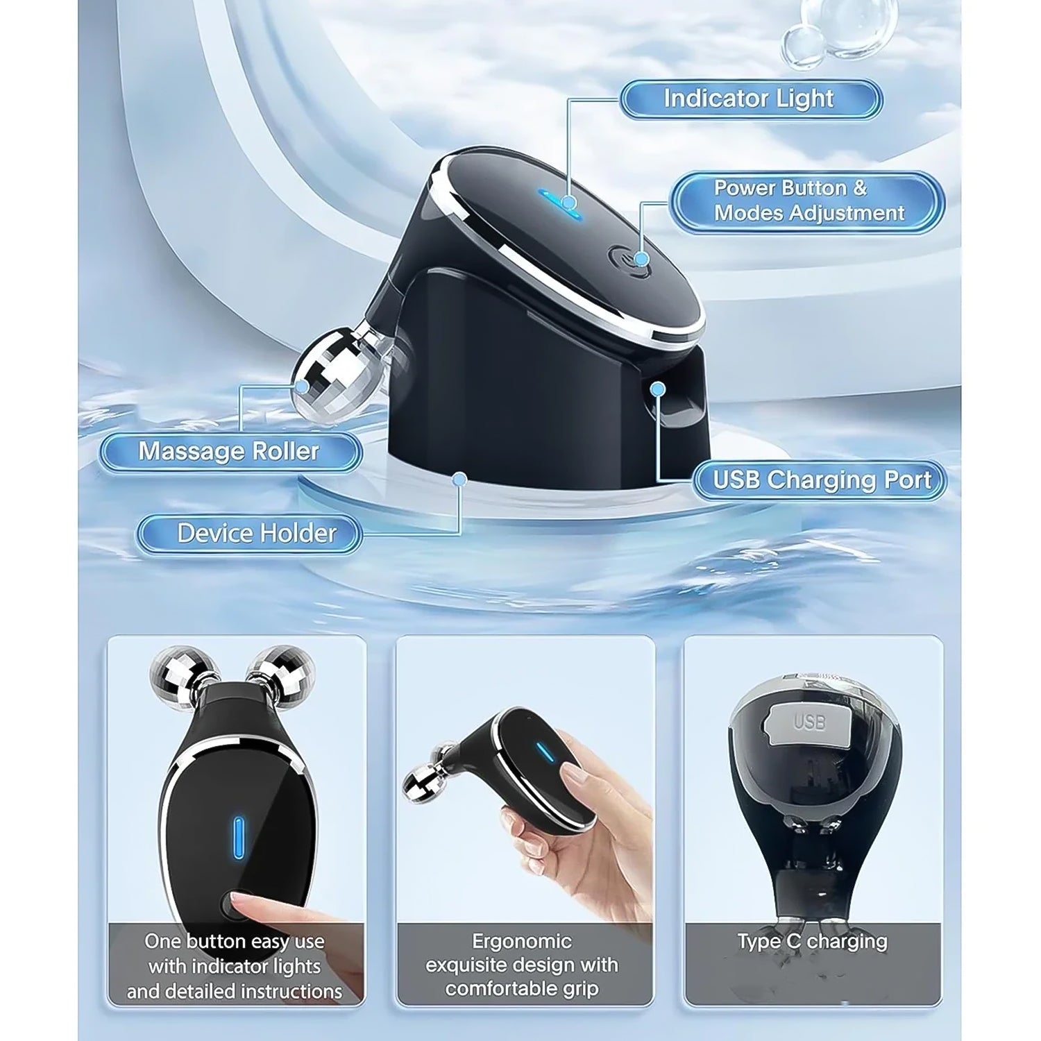 Microcurrent Face Massager Skin Tightening & Wrinkle Care | Velvet Wellness - Detail View 5