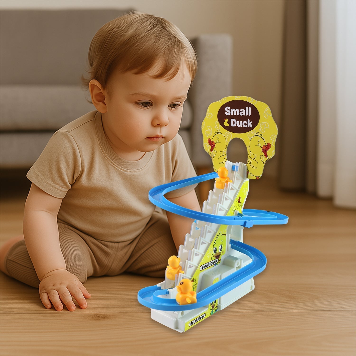 ALVENZA Duck Climb Stairs Toy – Interactive Music & Light Playset