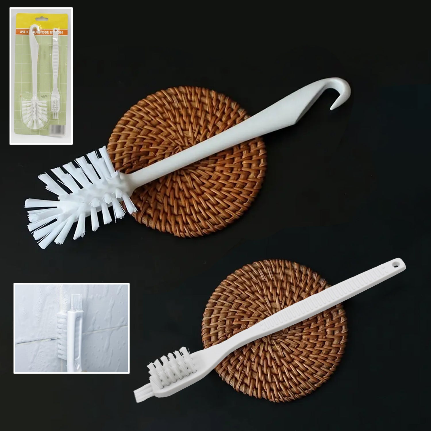 Multifunctional Cleaning Brush For Bottles & Jars, Durable & Ergonomic - Front View