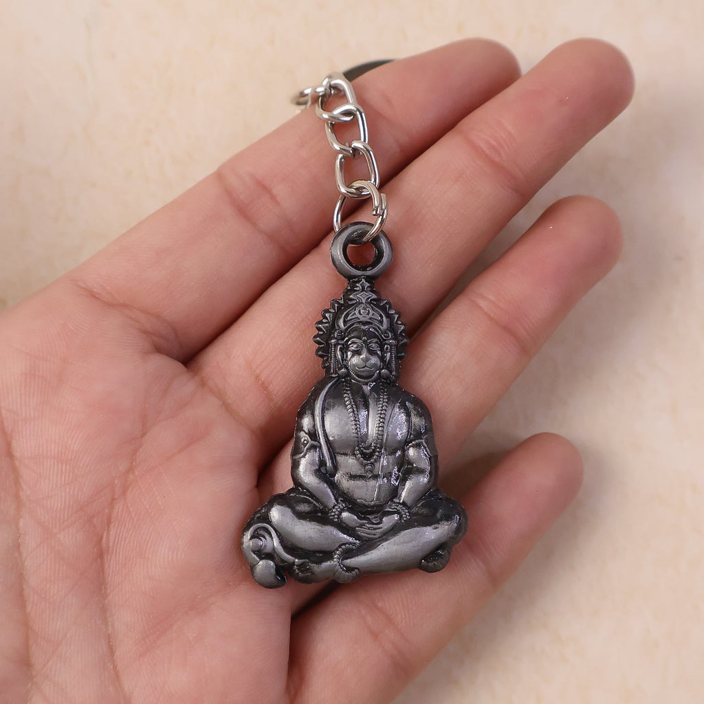 ALVENZA Hanuman Ji Sitting Pose Metal Keychain – Durable Spiritual Key Ring