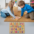 Wooden ABC Puzzle Shapes Learning Board for Toddlers | Little Learners - Back View