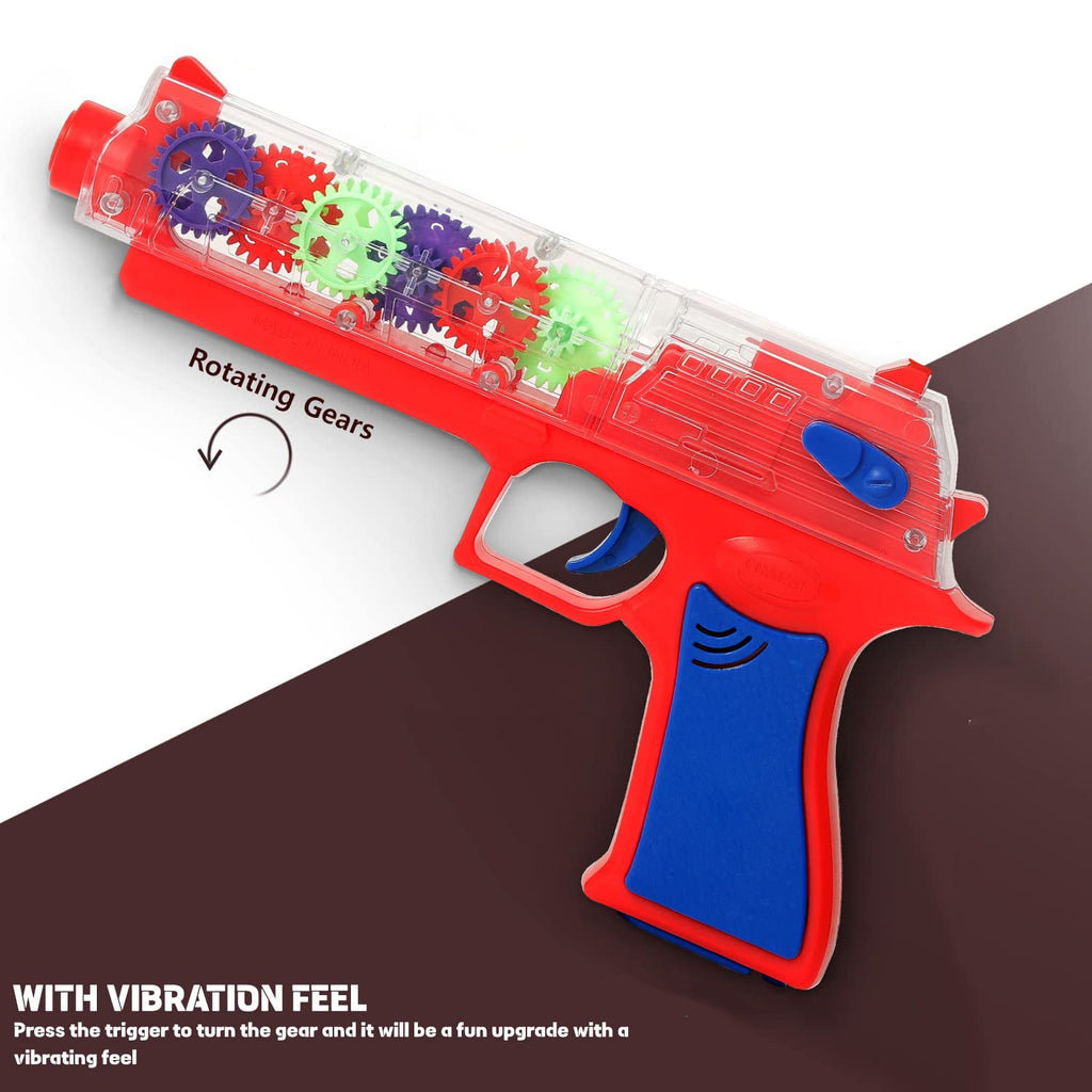 ALVENZA Transparent Gear Toy Gun – 3D Lights & Music for Kids | Aditi