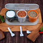 Spice Box 3-Grid Masala Storage with Spoons | Tidy Table - Detail View 6