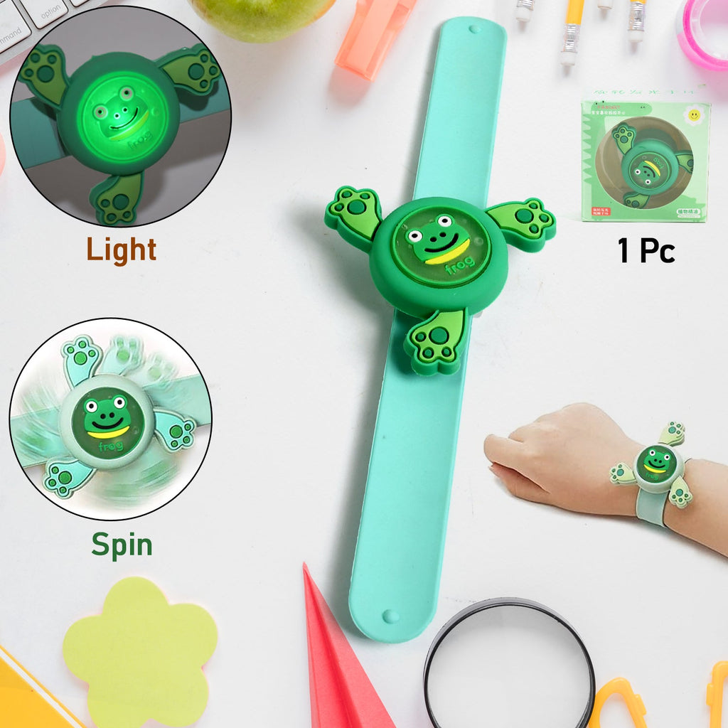 Kids LED Slap Bracelet Spinning Light-Up Cartoon | Little Fashionistas - Front View