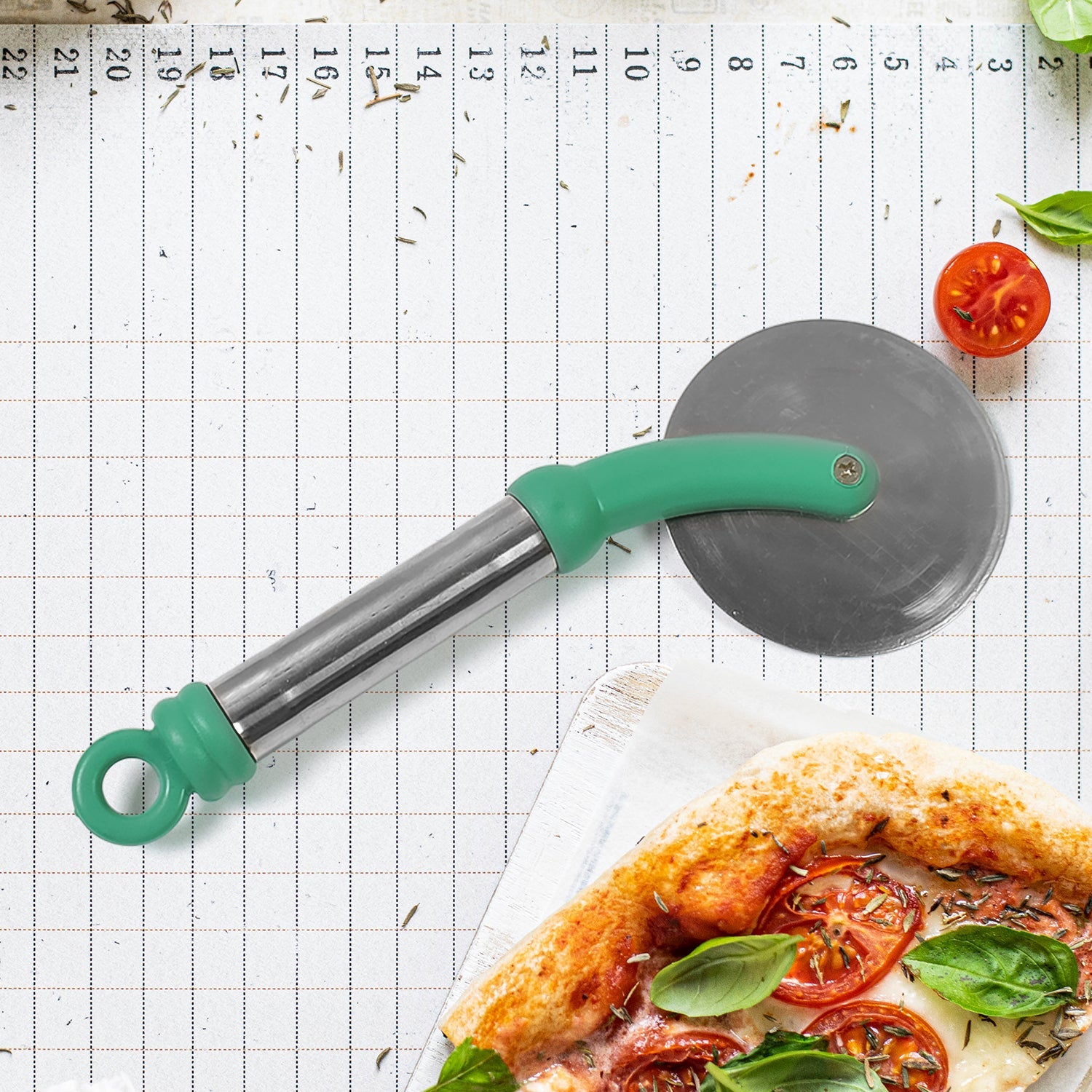 Stainless Steel Pizza Cutter Sharp Wheel | Quickslice - Front View