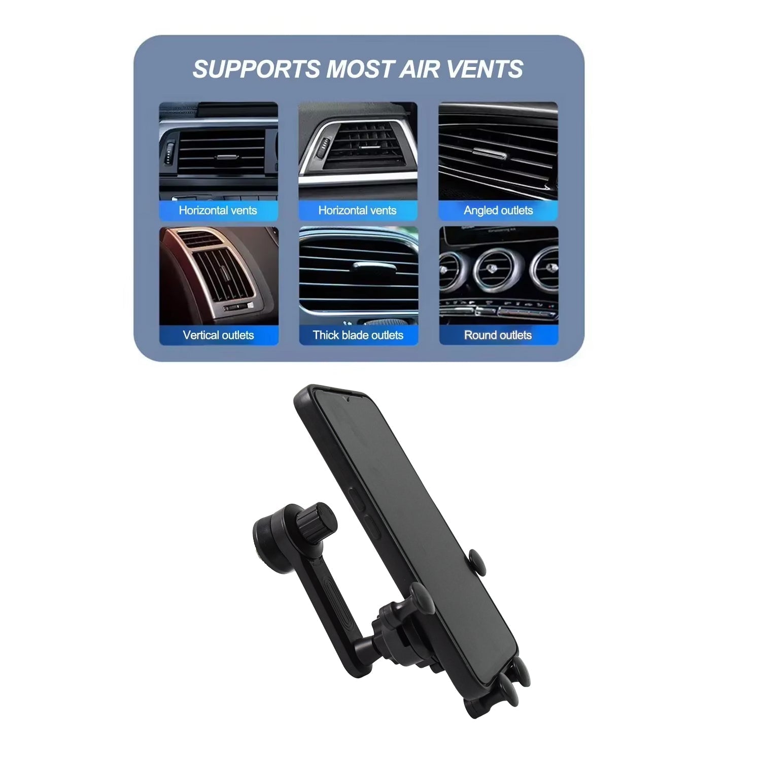 ALVENZA Car Phone Holder – 360° Adjustable Vent Mount for All Phones | Velvet Wheels