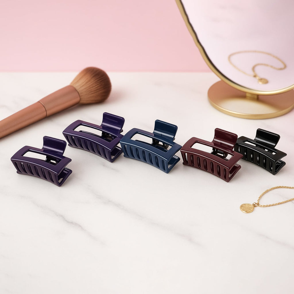 Matte Rectangle Hair Claw Clip – Strong Hold & Assorted Colors Pack