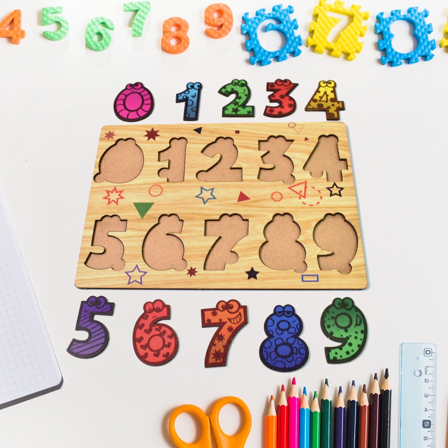 Wooden Number Puzzle Early Learning Board | Inventive Play